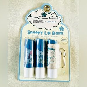 Célavi × Peanuts 4-Piece Lip Balm Set with Holder - Snoopy & Linus Van Pelt